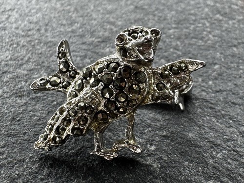 Vintage marcasite bird brooch - bird,