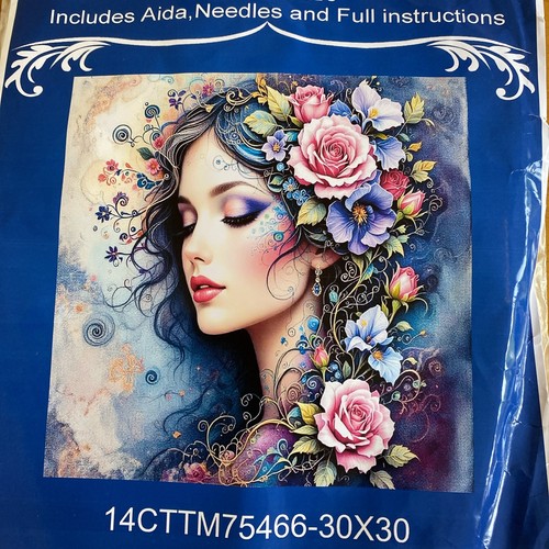 Lady with flowers - , stamped