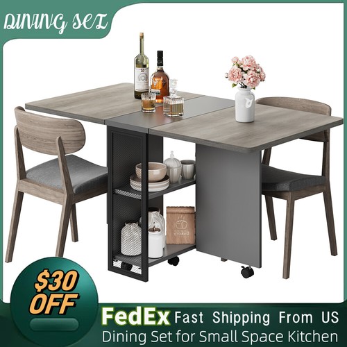 Folding dining table with drop - table,