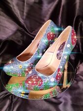 Handmade  Crystallised and Embellished Fairy Garden High Heels/crystal Shoes UK5