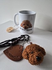 Mini Poodle Cup and Hand Bag Charm New Dog Lover Gift Keyring Bag Charm Xmas