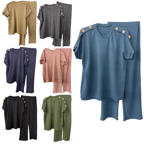 Ladies tracksuit gold button - tracksuit,