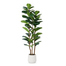 Large Artificial Plant Indoor, 150cm Faux Fiddle Leaf Fig Tree - Auction