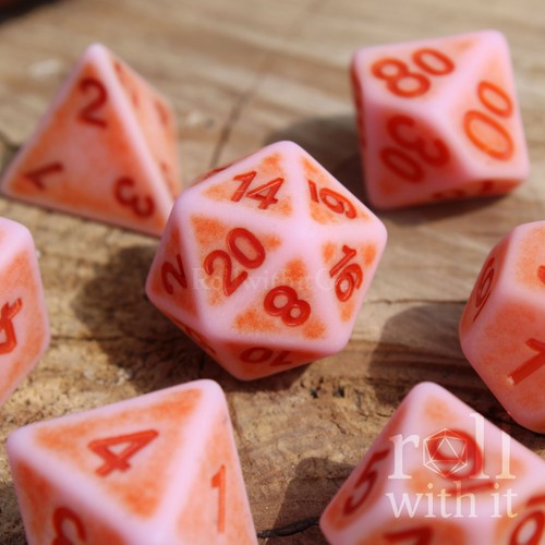 Peach pink matte dnd dice - pink,