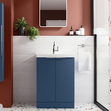 Opula Fluted Freestanding Blue Vanity Unit - 500mm VANITY ONLY