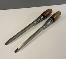 2 VINTAGE MARPLES SOCKETED MORTICE WOOD CHISELS WITH ASH HANDLES  1/4” & 3/8”