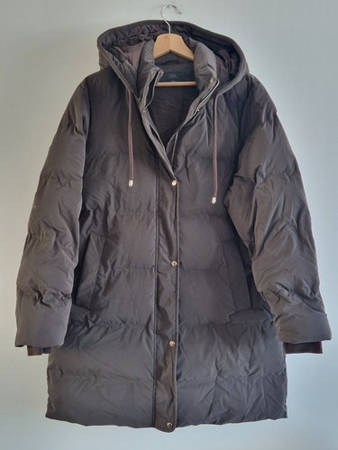 Zara brown hooded long puffer - brown,