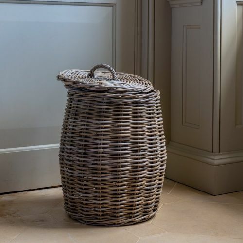 Rattan lidded laundry - rattan,