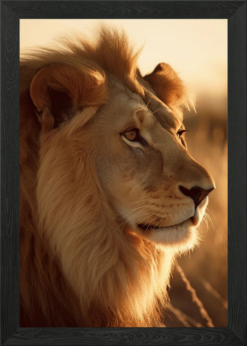 Lion wildlife portrait - portrait, framed