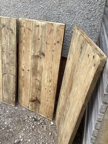 Reclaimed wooden table - , top.