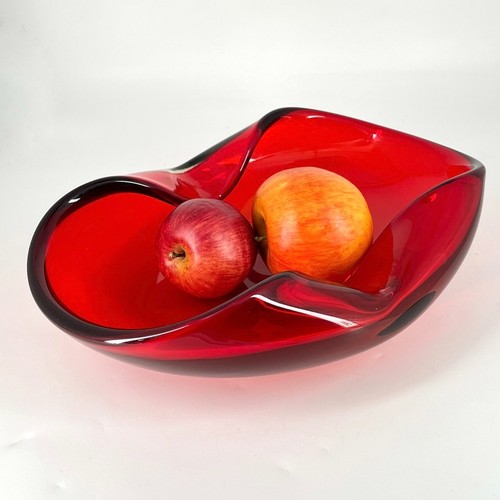 Murano art glass bowl - xl, ruby