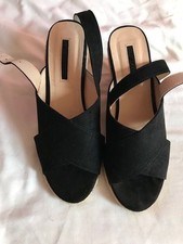 Peacocks Black Suedette Wedge Heel Espadrilles, size 5/38, used - excellent cond