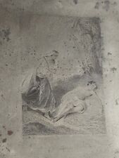 Large Antique / Vintage Engraving / Etching Metal / Steel Printing Plate Scene
