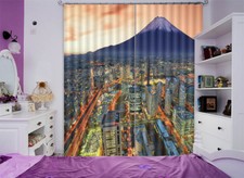 Busy City Mount Fuji 3D Curtains Blockout Photo Printing Curtains Drape Fabric