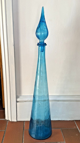 Tall blue empoli glass genie - empoli,