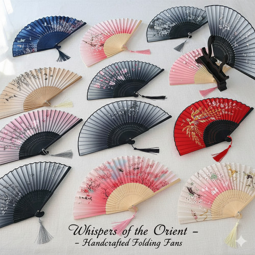 Folding hand fan silk - fan, bamboo