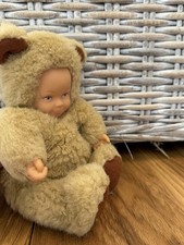 Anne Geddes Baby Doll in Teddy Bear Outfit Soft Body