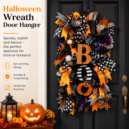 Halloween wreath door - door, hanger