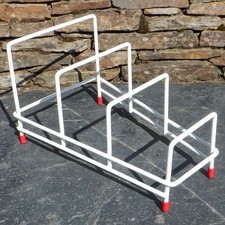 Vintage Plate Rack Drainer White Plastic Coated Metal Retro Kitchenalia Storage