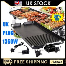 Electric Teppanyaki Table Top Grill Griddle BBQ Hot Plate Barbecue 40x23cm