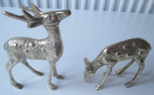 Two brass deer ornaments buck - two, ornaments.