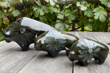 Set of 3 Lotus Pottery Bulls 1960/70s by Elizabeth Skipworth Mid Century Design