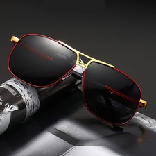 2025 Men's HD Polarized Sunglasses Gold With Box Classic Driving Police Glasses