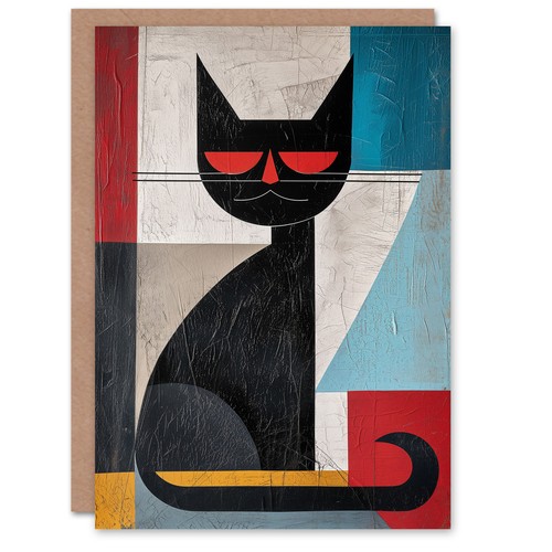 Birthday card black - card, cat