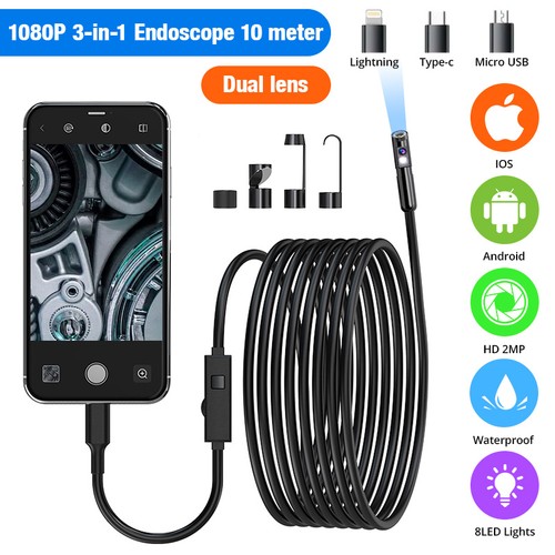 Ip67 dual lens 10m endoscope - lens,