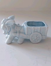 Vintage ceramic donkey cart - donkey,