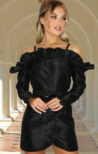 573-New Black Ruffle Bardot