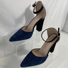 Navy Blue Taupe Suede Effect