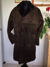 Men’s Moss Bros 3/4 Length Chocolate Brown Real Sheepskin Coat/ Jacket 40”