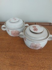 Vintage Denby - x2 casserole dishes - Gypsy, Pink pattern. c.1970s