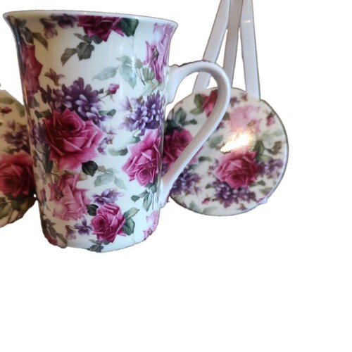 China mug and coasters pink - and,
