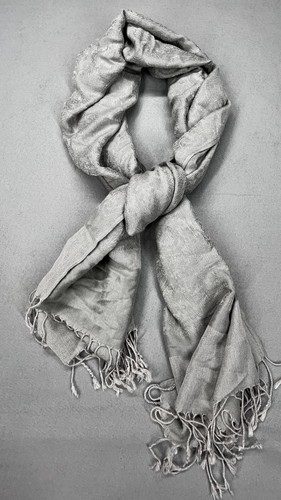 Silver gray paisley pashmina - gray,