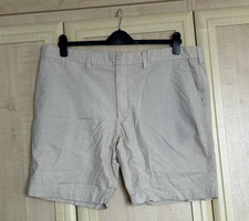 Marks And Spencer Beige Smart Casual Striped Cotton Chino Shorts - Mens Size W42
