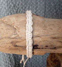 Classic White COTTON FAIR TRADE Handcrafted Thai Buddhist WRISTBAND Wristwear