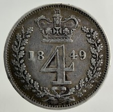 1849 Victoria Maundy Four-Pence Silver Coin | Very High Grade
