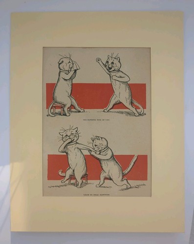 Antique louis wain 1921 matted - louis,