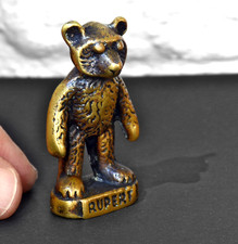 Antique Solid Brass ‘Rupert’ Bear Small Figure / Ornament / Figurine. England