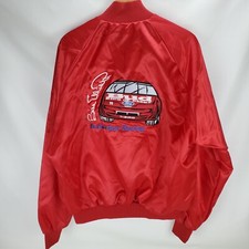 Vintage Bill Elliot Thunderbird T Bird Budweiser Racing Satin NASCAR Jacket XXL