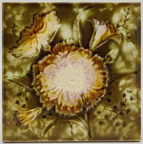 Antique fireplace tile moulded - antique,