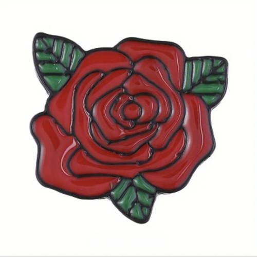 Red rose enamel pin - red, badge
