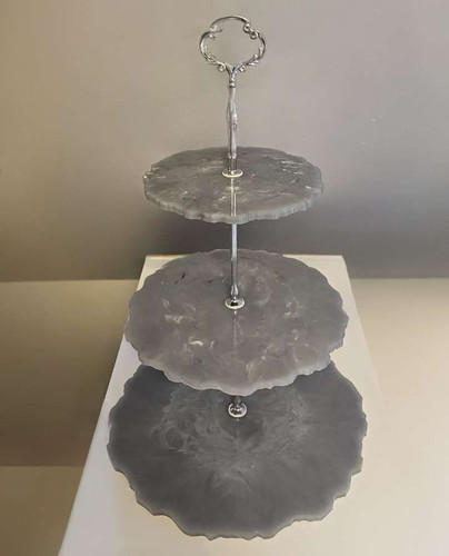 Tier round grey resin - 3,