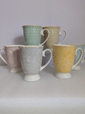 Aynsley Laurette Fine China Footed Mug Set x6 Tea Coffee