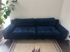 Habitat Hendricks Velvet 4 Seater Sofa Navy Blue
