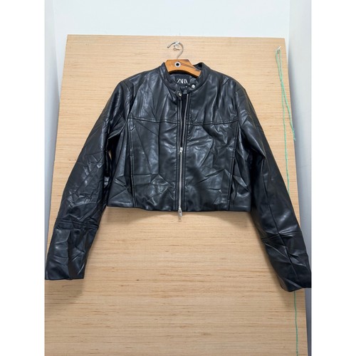 Zara womens black faux - black, leather