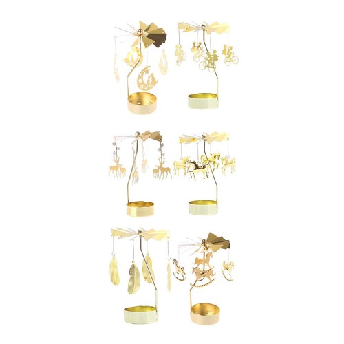 Golden rotating candle holder - candle,