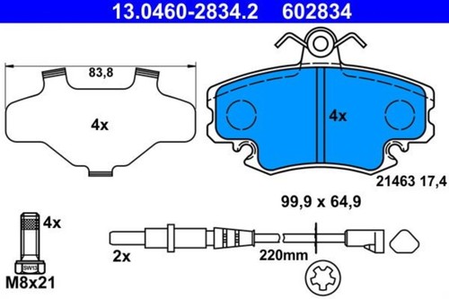 Disc brake pad set ate - set, fits